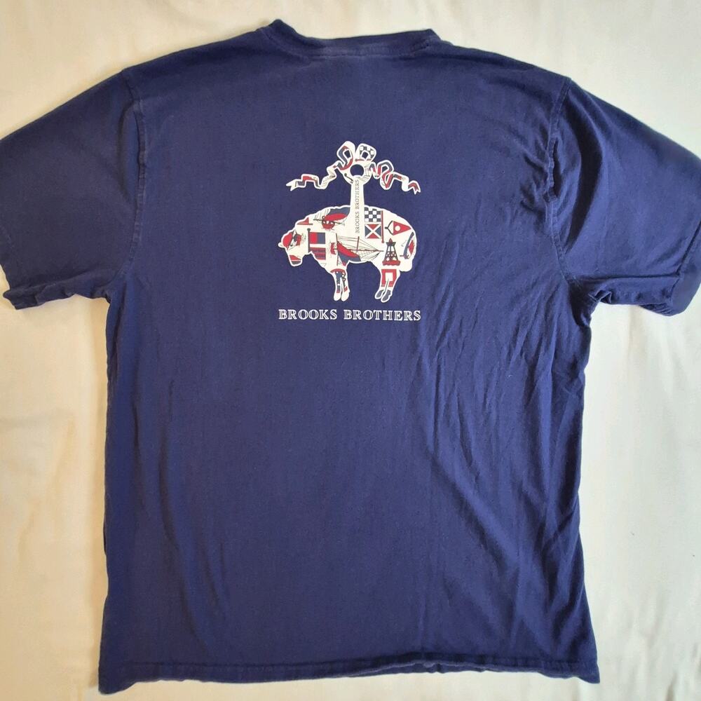 Brooks Brothers Blue T-Shirt Size Large Golden Fleece Graphic Preppy